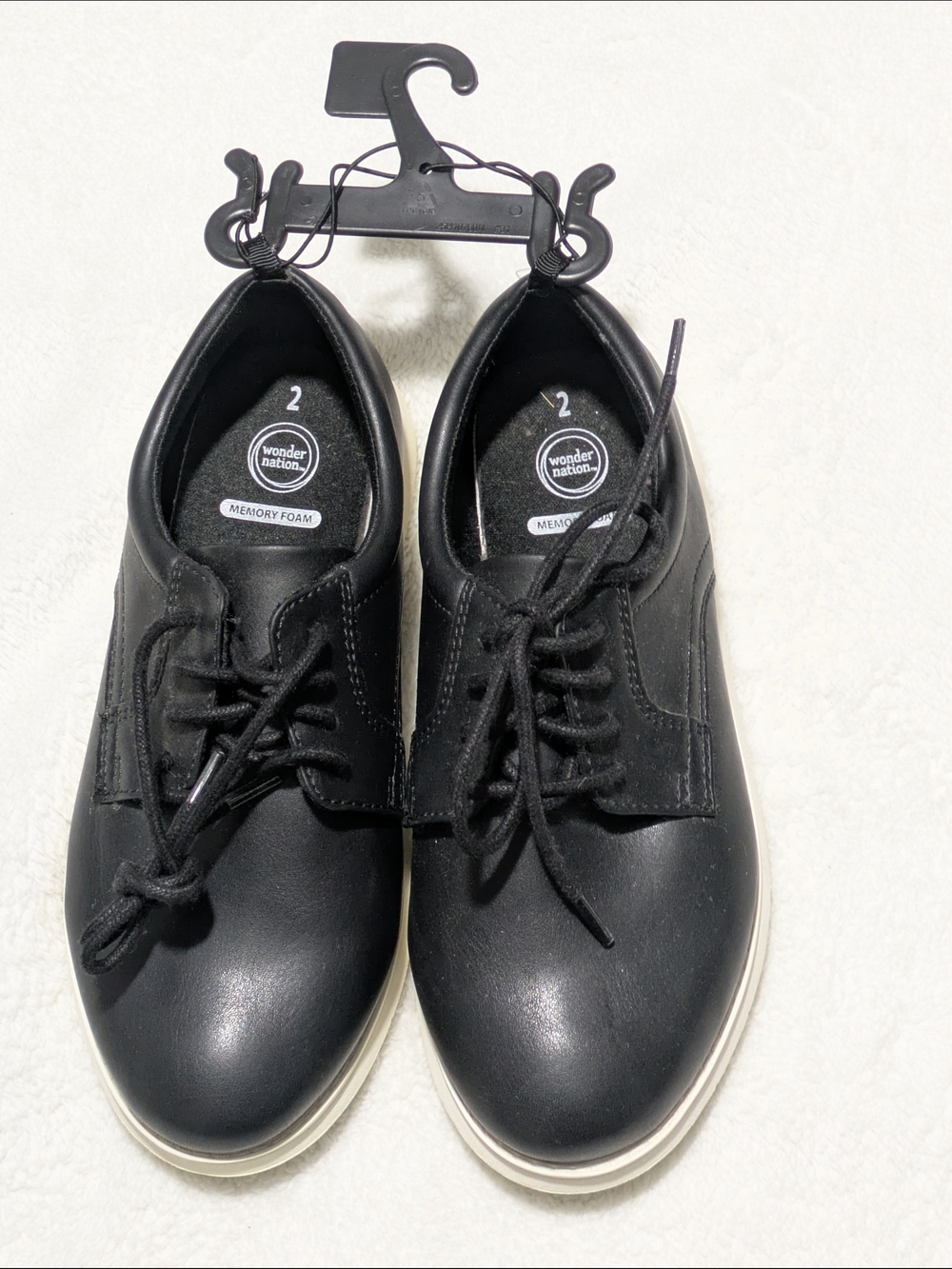 Wonder Nation Kids Boys Casual Oxford Dress Sneakers Black Size 2 NEW